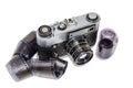 Old camera and films Royalty Free Stock Photo