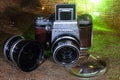 Old camera- `Pentacon SixTL`. Well served camera. Royalty Free Stock Photo