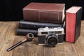 Old Camera With Pipe Royalty Free Stock Photo