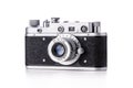Old camera, retro photography film, vintage photo camera isolated on white background Royalty Free Stock Photo