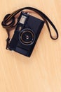 Old camera, vintage camera films popular in the past. Royalty Free Stock Photo