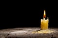 Old candle on the black background Royalty Free Stock Photo