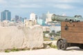 Old cannon aiming at the city of Havana Royalty Free Stock Photo