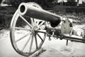 Old cannon in front of the Palace of Culture - landmark attraction in Iasi, Romania Royalty Free Stock Photo