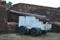 Old cannon ball defense for war artillery display during Spanish era Royalty Free Stock Photo