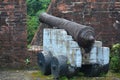 Old cannon ball defense for war artillery display during Spanish era Royalty Free Stock Photo