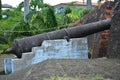 Old cannon ball defense for war artillery display during Spanish era Royalty Free Stock Photo