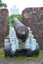 Old cannon ball defense for war artillery display during Spanish era Royalty Free Stock Photo