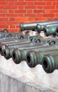 Old cannon barrelss in Moscow Kremlin. UNESCO Heritage Site. Royalty Free Stock Photo