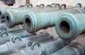 Old cannon barrelss in Moscow Kremlin. UNESCO Heritage Site. Royalty Free Stock Photo