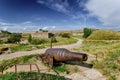 The old cannon is installed on the Suomenlinna fortress in Helsinki Royalty Free Stock Photo