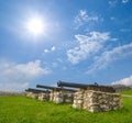 Old cannon in medieval castle yard Royalty Free Stock Photo