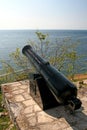 Old cannon and the sea in Rovinj Royalty Free Stock Photo