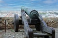 Old cannon on viewpoint of Castello de Sao Jorge Royalty Free Stock Photo