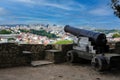 Old cannon on viewpoint of Castelo de Sao Jorge Royalty Free Stock Photo