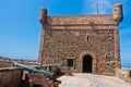 Old cannons on fortified walls in old Portuguese fortress Sqala du Port in Essaouira, Morocco Royalty Free Stock Photo