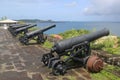 Old cannons at historical Fort George in St. George`s, Grenada Royalty Free Stock Photo