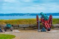 Old cannons at the Kronborg castle at Helsingor, Denmark Royalty Free Stock Photo