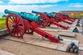 Old cannons at the Kronborg castle at Helsingor, Denmark Royalty Free Stock Photo