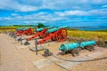 Old cannons at the Kronborg castle at Helsingor, Denmark Royalty Free Stock Photo