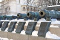 Old cannons shown in Moscow Kremlin. UNESCO World Heritage Site. Royalty Free Stock Photo