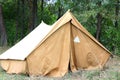 Old canvas tent in tourist camp in summer