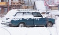 Old car covered with snow Royalty Free Stock Photo