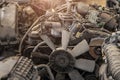 Old Car Engine Dirty Used Part Sale For Second Hand Parts Or Recycled