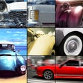 Old car exterior details collage Royalty Free Stock Photo