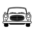 Old car front view silhouette icon in black color. Vector template for tattoo or laser cutting