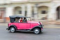 HAVANA, CUBA - OCTOBER 21, 2017: Old Car in Havana, Cuba. Pannnig. Retro Vehicle Usually Using As A Taxi For Local People and Tour Royalty Free Stock Photo