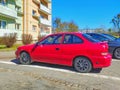 Old car Hyundai Accent coupe subcompact parked