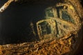 Old Car inside II world war ship wreck hold Royalty Free Stock Photo