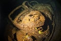 Old Car inside II world war ship wreck hold Royalty Free Stock Photo