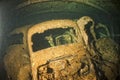 Old Car inside II world war ship wreck hold Royalty Free Stock Photo