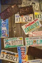 Old car license plates on the wall Royalty Free Stock Photo