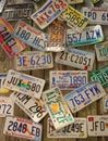 Old car license plates on the wall Royalty Free Stock Photo