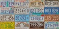 Old car license plates on a wall in Drempt, The Netherlands Royalty Free Stock Photo