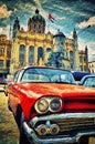 Old car parked in habana street Royalty Free Stock Photo