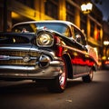 an old car is parked on the side of the road Royalty Free Stock Photo