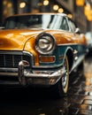 an old car parked on the side of the road Royalty Free Stock Photo