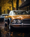 an old car parked on the side of the road Royalty Free Stock Photo