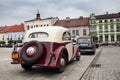 Old car Praga, rear view, retro design car.