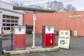 Old car repair shop with a gas station,