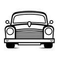 Old car silhouette icon in black color. Vector template for tattoo or laser cutting Royalty Free Stock Photo