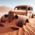 An old car stuck in the sand. Royalty Free Stock Photo