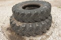 Old car tires from a KAMAZ truck