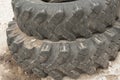 Old car tires from a KAMAZ truck in Russia