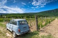 Old car in vineyard and plantation in Slovenia Royalty Free Stock Photo