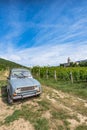 Old car in vineyard and plantation in Slovenia Royalty Free Stock Photo